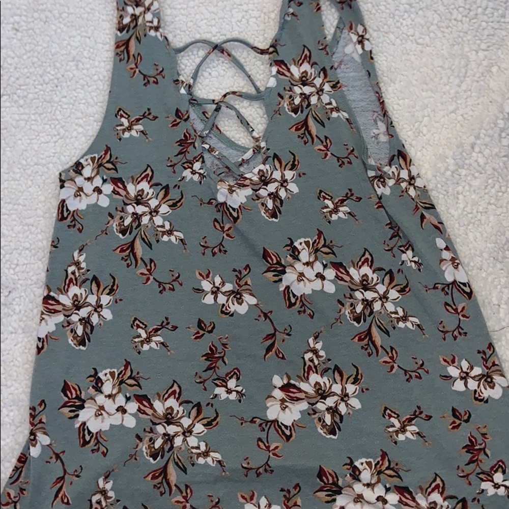 Flowered Green Cross Front Tank